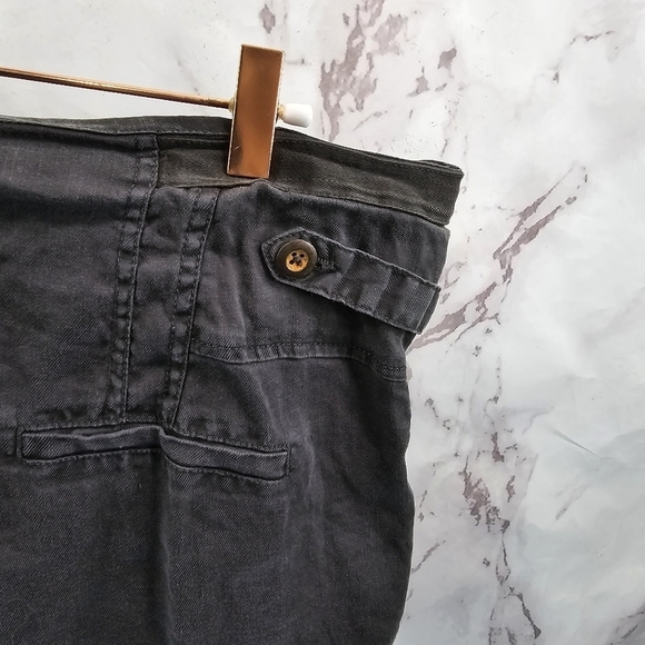 Sundance Pants Women 14 Black Linen High Rise Crop Tapered Trouser Button Fly - Picture 11 of 12